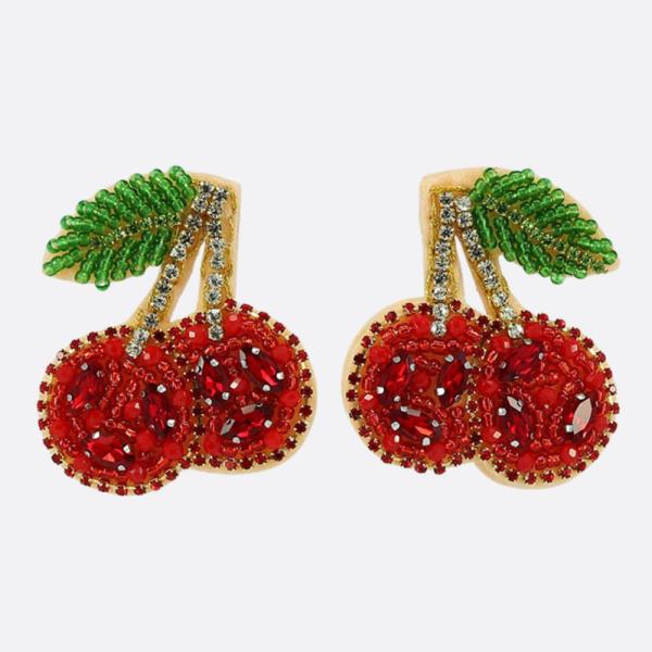 RHINESTONE CHERRY EARRING