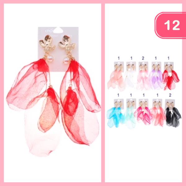 TULLE CLOTH DANGLE EARRING (12 UNITS)