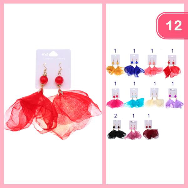 TULLE CLOTHES DANGLE EARRING (12 UNITS)