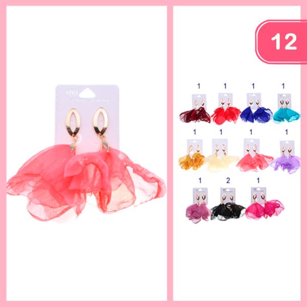 CLOTH TULLE DANGLE EARRING (12 UNITS)