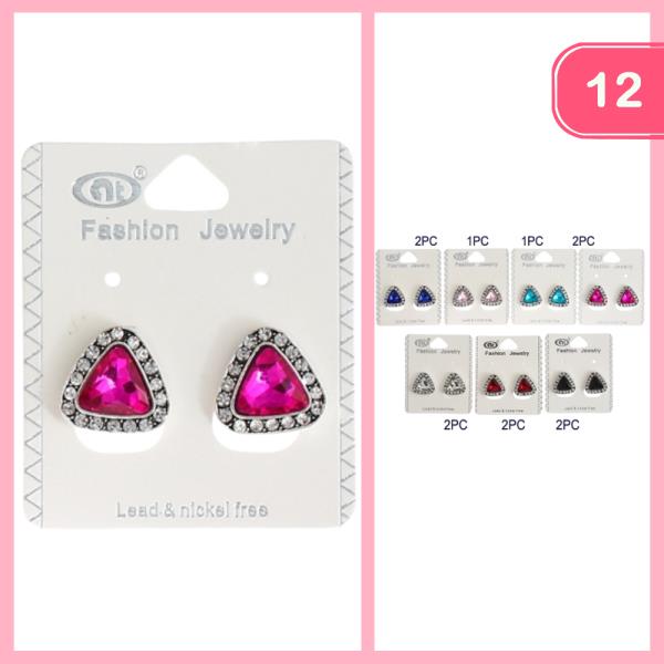 RHINESTONE POST EARRING (12 UNITS)
