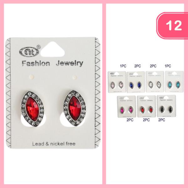 RHINESTONE POST EARRING (12 UNITS)