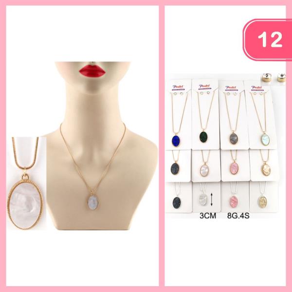 STONE PENDANT NECKLACE (12 UNITS)