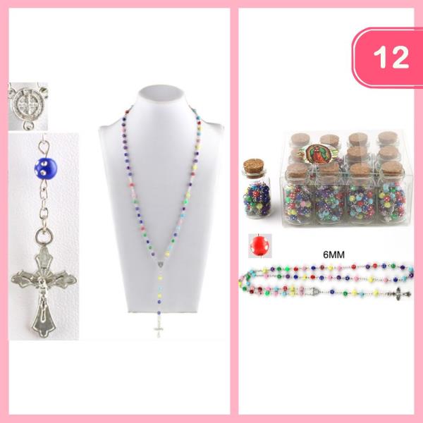 RHINESTONE BEADED ROSARY (12 UNITS)