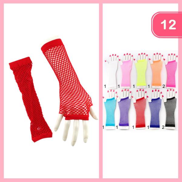 LONG FISHNET STRETCHY FINGERLESS GLOVE (12 UNITS)