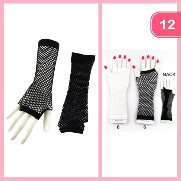 LONG FISHNET STRETCHY FINGERLESS GLOVE (12 UNITS)