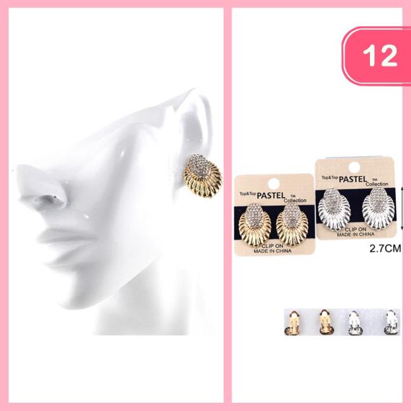 RHINESTONE CLIP ON EARRINGS (12 UNITS)
