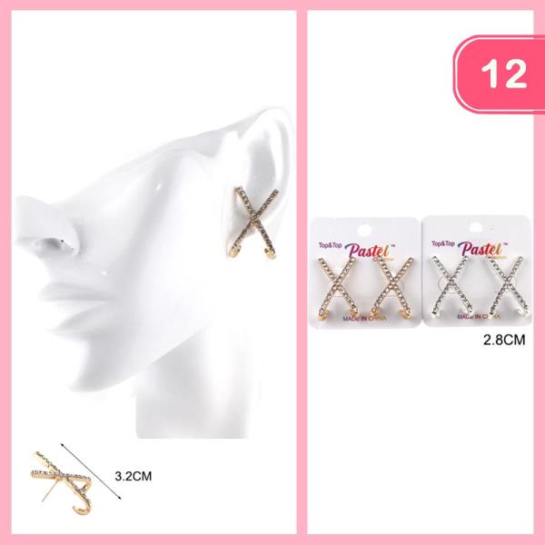 X RHINESTONE EARRING (12 UNITS)