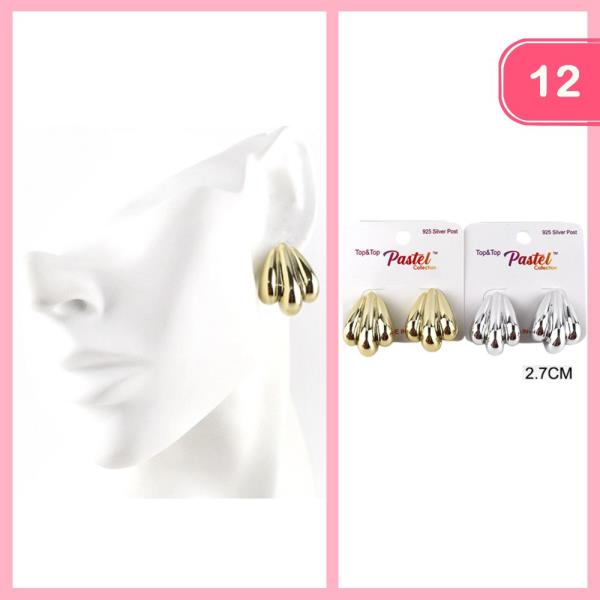 3 TEARDROP STYLE POST EARRING (12 UNITS)