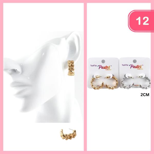 ALLOY HEART HUGGIE HOOP EARRING (12 UNITS)