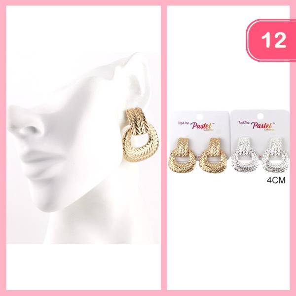 ALLOY TEXTURED DANGLE EARRING (12 UNITS)