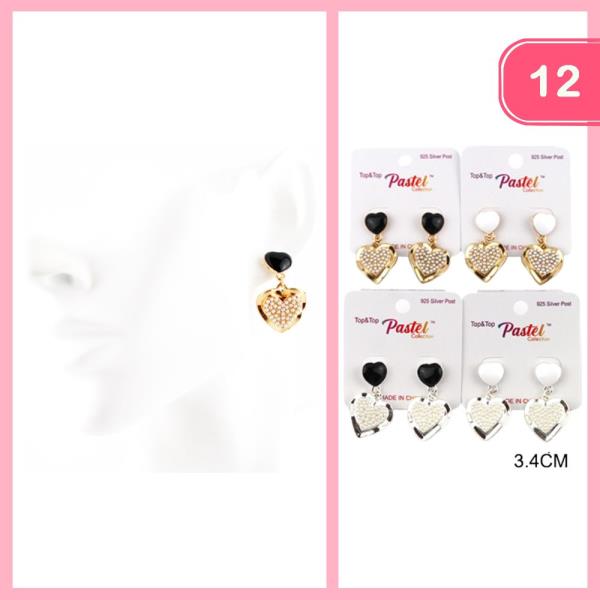 HEART PEARL DANGLE EARRING (12 UNITS)