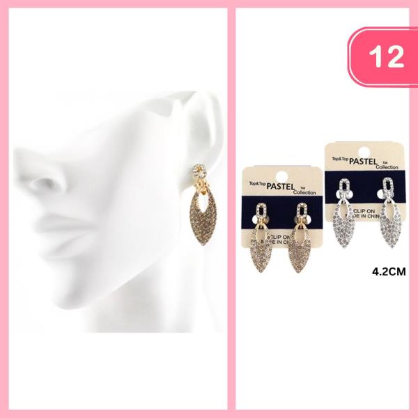 RHINESTONE CLIP ON EARRING (12 UNITS)