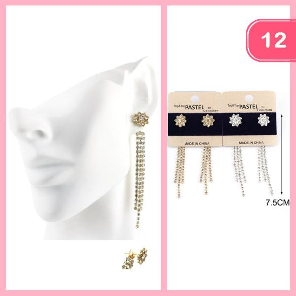 RHINESTONE TASSEL EARRING (12 UNITS)