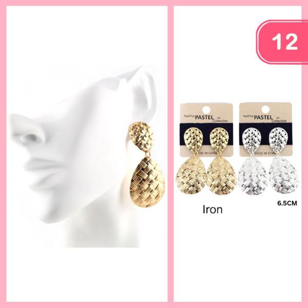 TEXTURED DANGLE EARRING (12 UNITS)