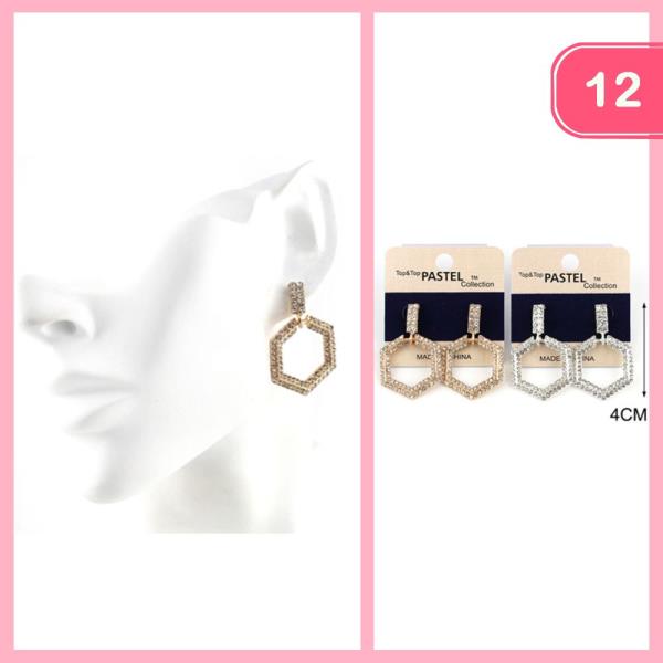RHINESTONE DANGLE EARRING (12 UNITS)