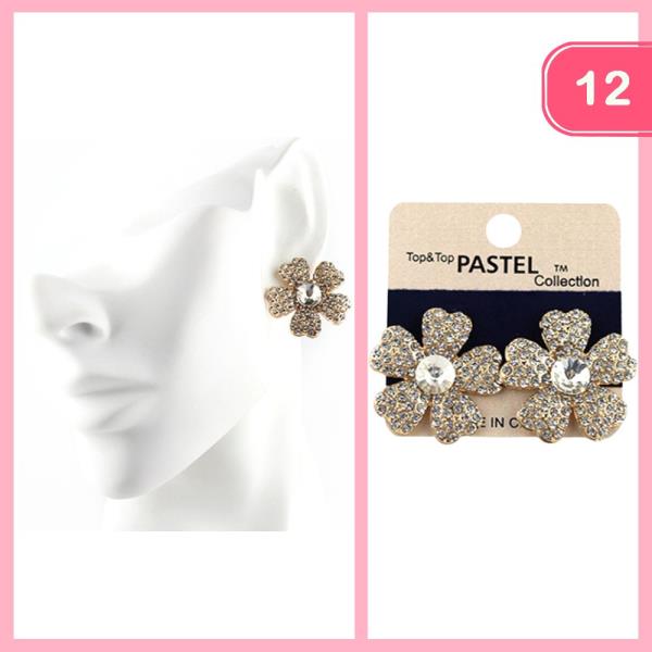 RHINESTONE FLOWER POST EARRING (12 UNITS)