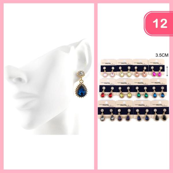RHINESTONE DANGLE EARRING (12 UNITS)