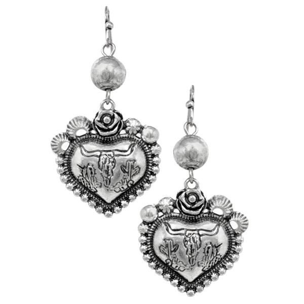 WESTERN CATTLE PATTERN METAL DANGLE EARRING