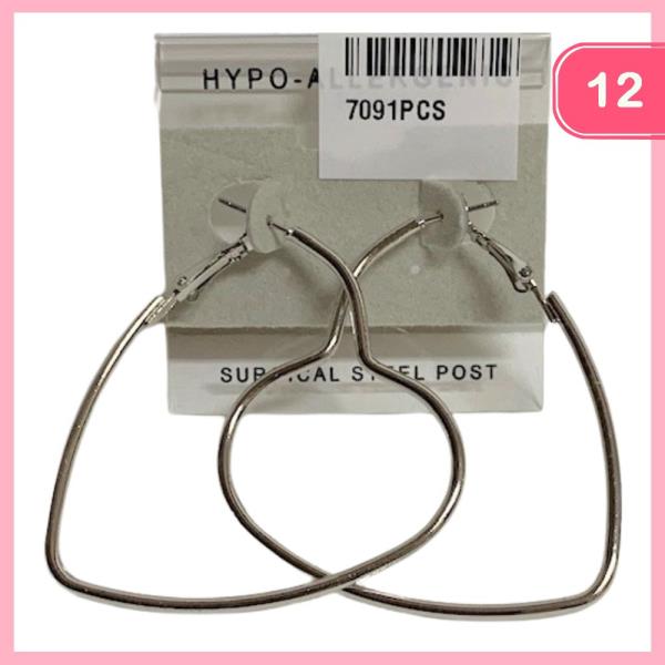 HEART STEEL POST HOOP EARRINGS (12 UNITS)
