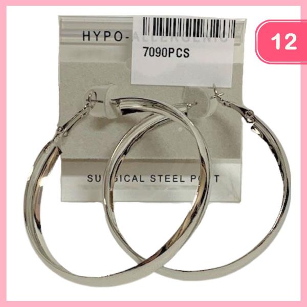 STEEL POST HOOP EARRINGS (12 UNITS)