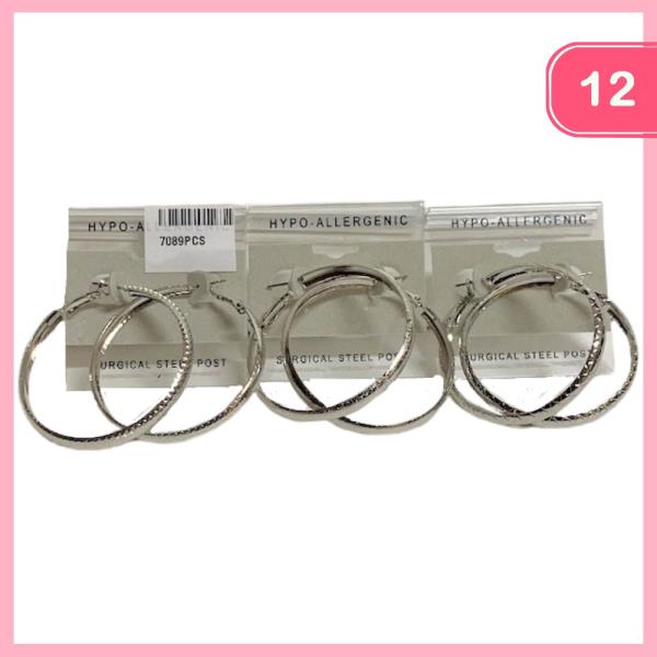 STEEL POST HOOP EARRINGS (12 UNITS)