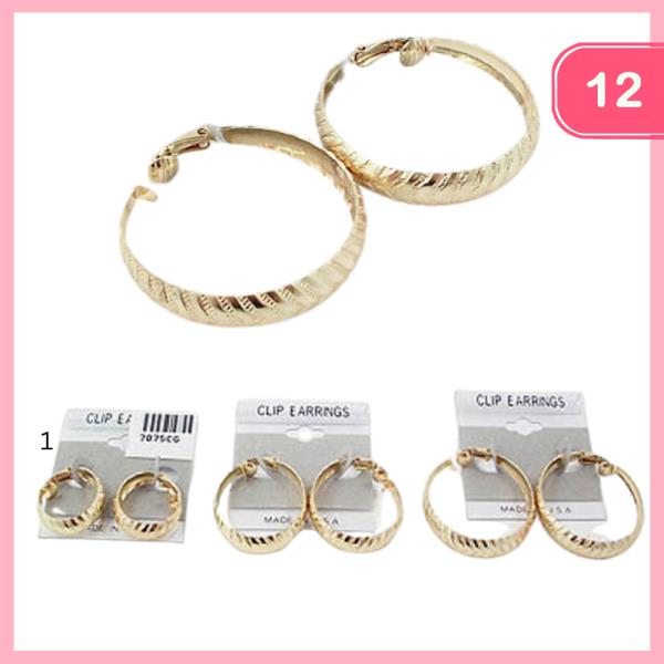 TEXTURED CHUNKY HOOP EARRING (12 UNITS)