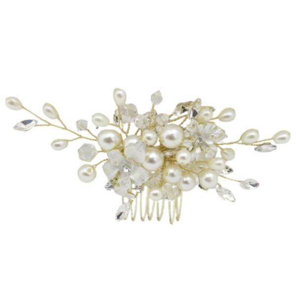 FLOWER PEARL BEAD HAIR COMB
