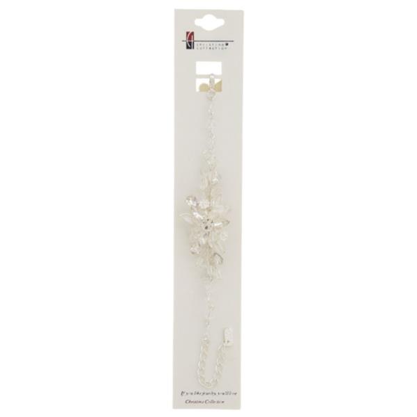 FLORAL CRYSTAL BEAD DETAIL FAUX PEARL GOLD CHAIN BRACELET
