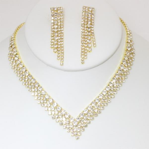 V SHAPE RHINESTONE NECKLACE