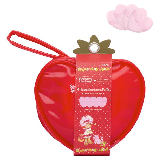CELAVI X STRAWBERRY SHORTCAKE 4PC SHORTCAKE PUFFS W HEART BAG