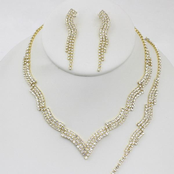 WAVY V RHINESTONE NECKLACE