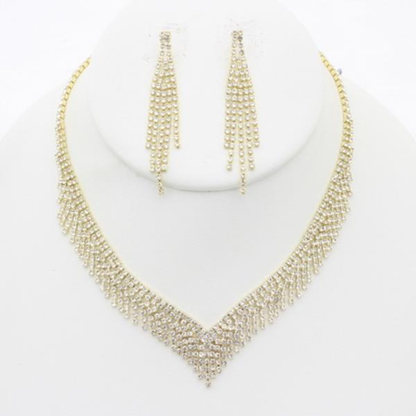 V SHAPE RHINESTONE NECKLACE