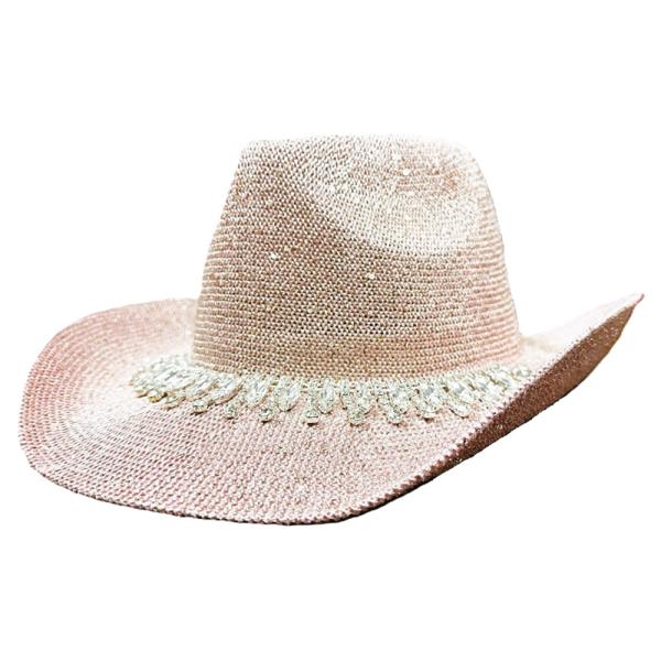 RHINESTONE BAND DECO COWBOY STRAW SUN HAT