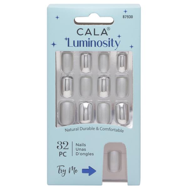 CALA LUMINOSITY CAT EYE CHROME SILVER PRESS ON NAILS DECORATION SET