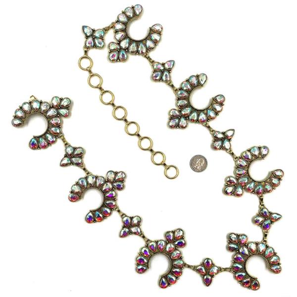 RHINESTONE HORSESHOES WESTERN CHAIN BELT - LXL SIZE