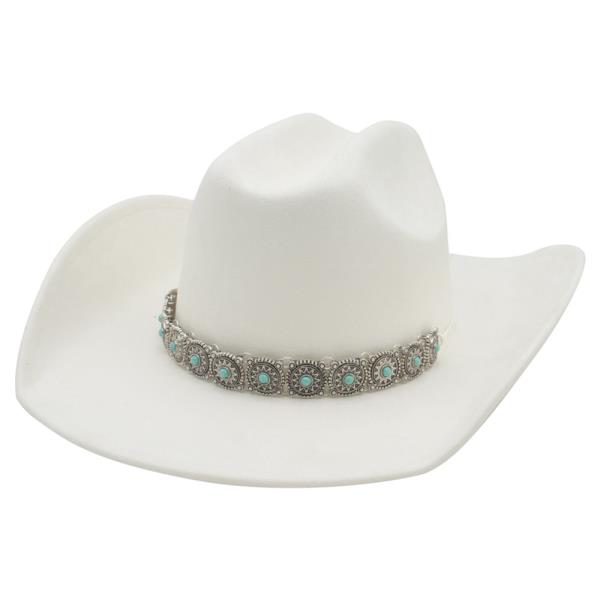 BOHO MEDALLION DISC BANDED FAUX SUEDE COWBOY HAT