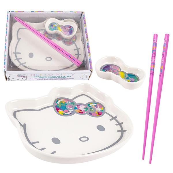 HELLO KITTY PLATE SET WITH CHOPSTICKS