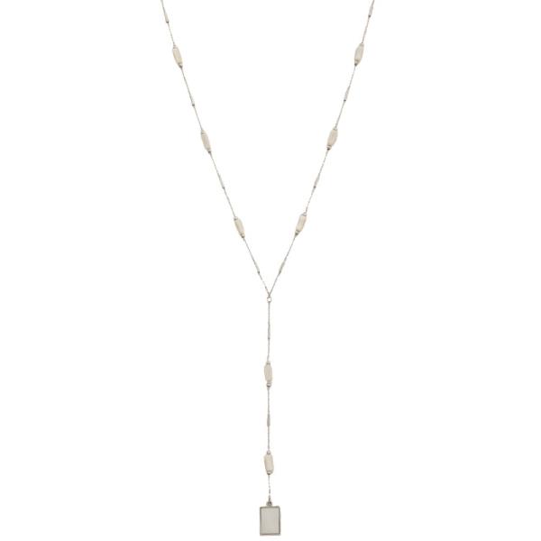 MOTHER OF PEARL STATION BEAD Y SHAPE NECKLACE