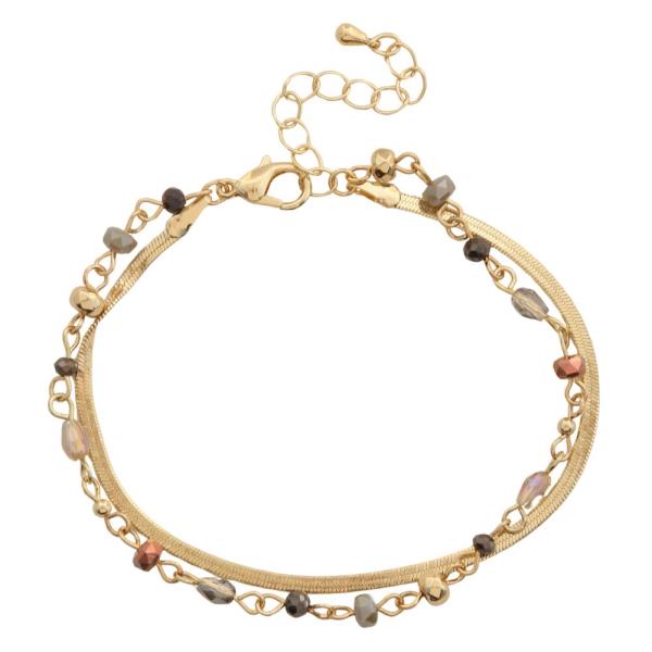 BEADED FLAT SNAKE LAYERED BRACELET