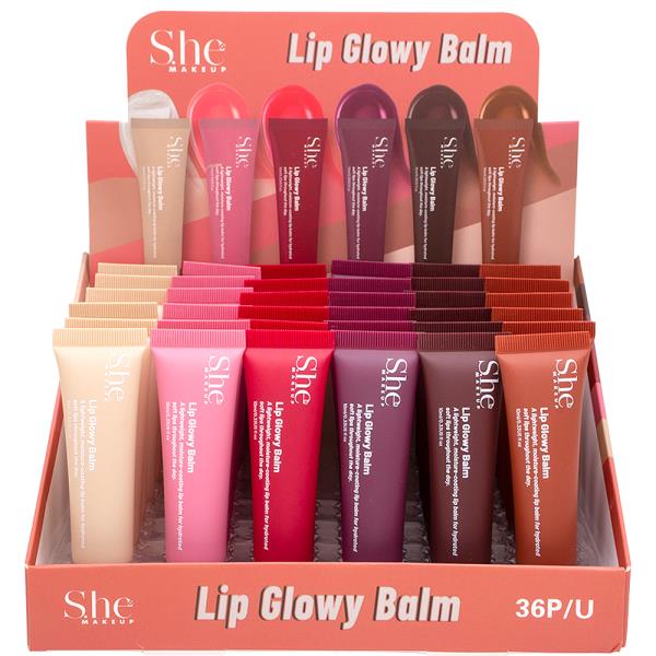 SHE MAKEUP LIP GLOWY BALM (36 UNITS)
