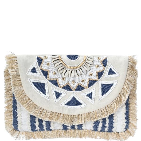 STYLISH FRINGE EMBROIDERED CLUTCH BAG