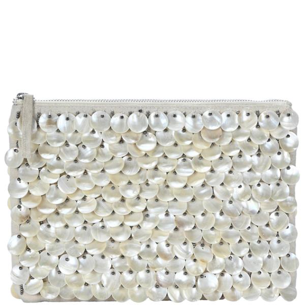 PEARL DISC SHELL CLUTCH BAG