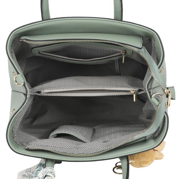 3IN1 TEXTURED SCARF HANDLE SATCHEL W CROSSBODY AND WALLET SET