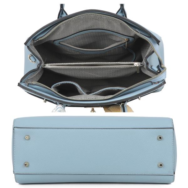 3IN1 TEXTURED HANDLE SCARF SATCHEL W CROSSBODY AND WALLET SET