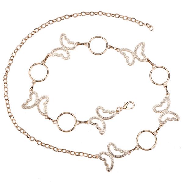 RHINESTONE BUTTERFLY METAL CHAIN BELT