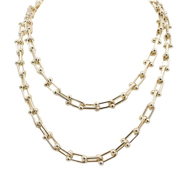 14K GOLD PLATED U LINK LAYERED NECKLACE