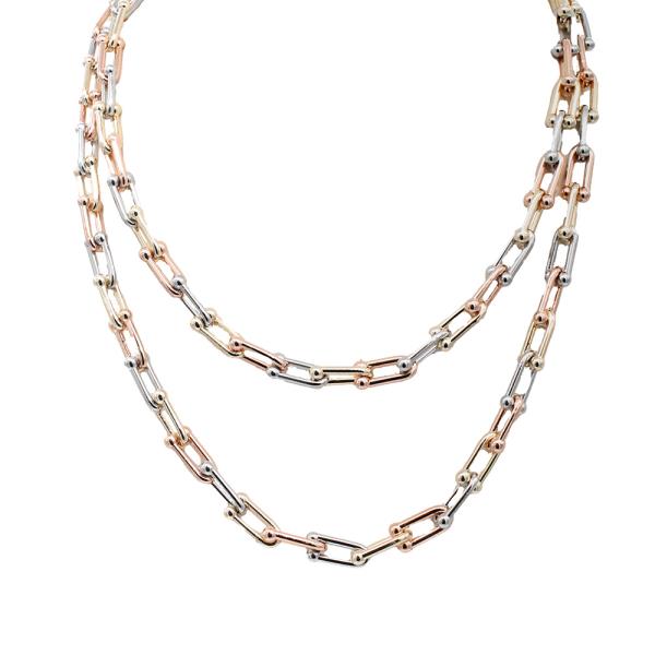 14K GOLD PLATED U LINK LAYERED NECKLACE