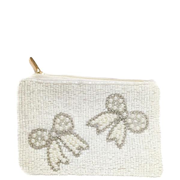 BOW SEED BEAD COIN PURSE