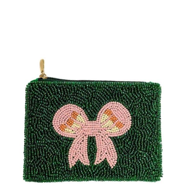 BOW SEED BEAD COIN PURSE